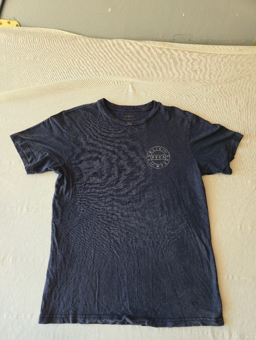 RVCA Public Works Super Marle Tee Navy Blue T-Shirt Size Small